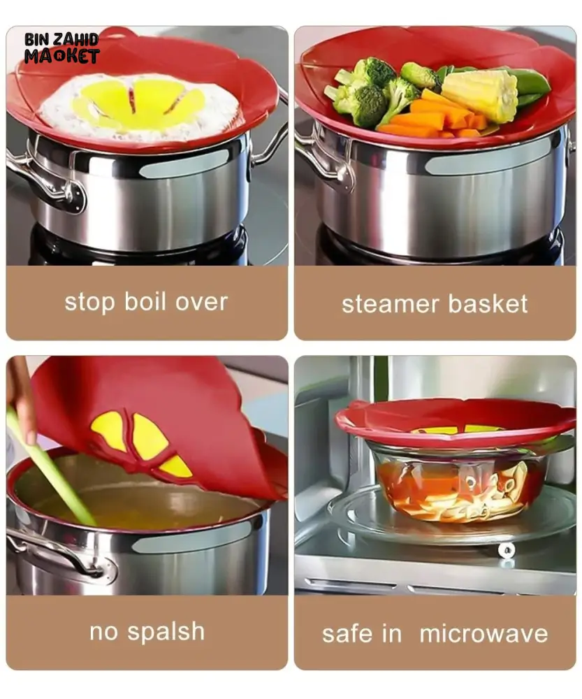 ANTI-SPILL POT LID WITH OVERFLOW STOPPER – MULTIPURPOSE KITCHEN COOKING ACCESSORY - Image 10