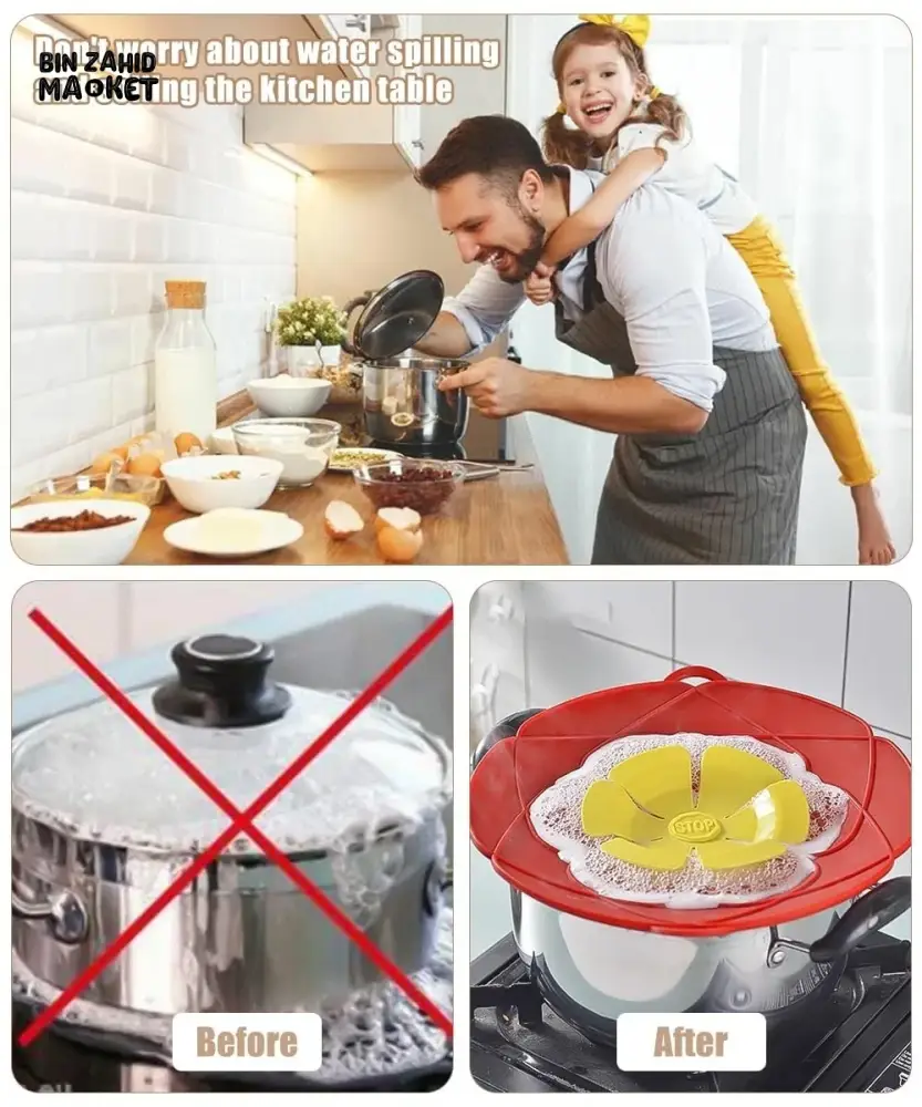 ANTI-SPILL POT LID WITH OVERFLOW STOPPER – MULTIPURPOSE KITCHEN COOKING ACCESSORY - Image 11