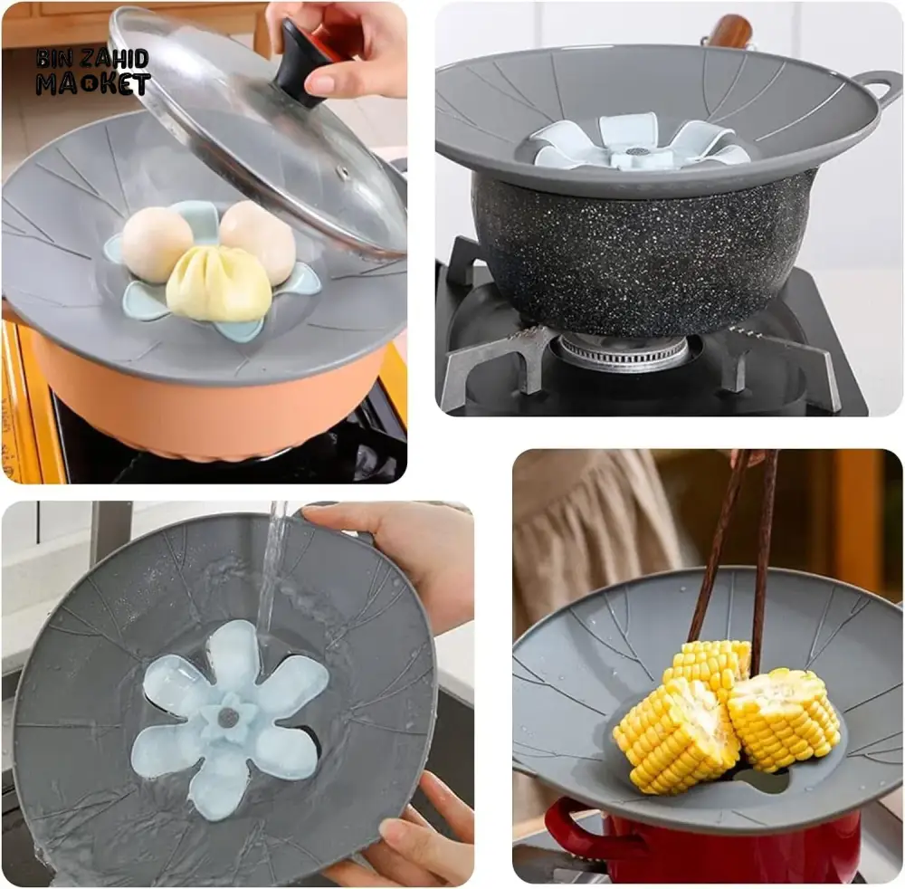 ANTI-SPILL POT LID WITH OVERFLOW STOPPER – MULTIPURPOSE KITCHEN COOKING ACCESSORY - Image 6