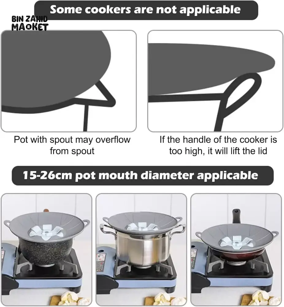 ANTI-SPILL POT LID WITH OVERFLOW STOPPER – MULTIPURPOSE KITCHEN COOKING ACCESSORY - Image 7