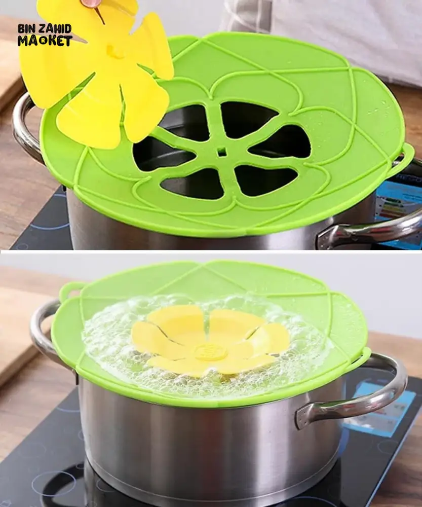ANTI-SPILL POT LID WITH OVERFLOW STOPPER – MULTIPURPOSE KITCHEN COOKING ACCESSORY - Image 9
