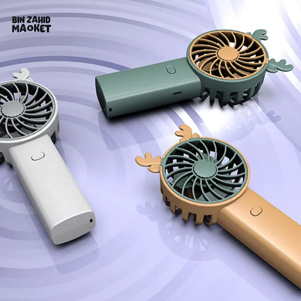 ANTLER HANDHELD MINI FAN WITH VERTICAL PHONE MOUNT PORTABLE RECHARGEABLE FASHION FAN FOR OUTDOOR & TRAVEL USE - Image 4
