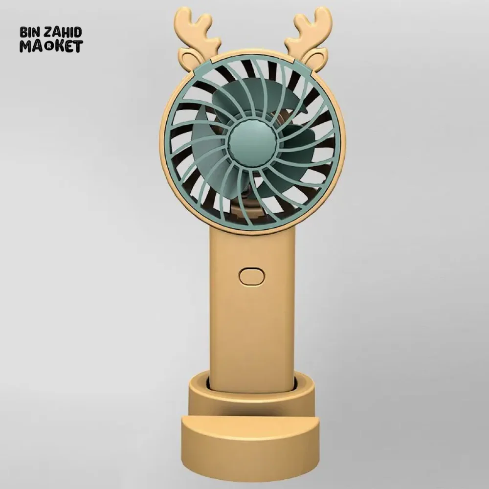 ANTLER HANDHELD MINI FAN WITH VERTICAL PHONE MOUNT PORTABLE RECHARGEABLE FASHION FAN FOR OUTDOOR & TRAVEL USE - Image 8
