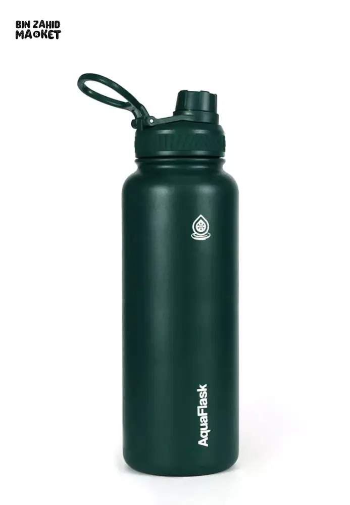 AQUAFLASK 40OZ WIDE MOUTH WATER BOTTLE DOUBLE WALL VACUUM INSULATED LEAK-PROOF & BPA-FREE - MOSS GREEN - Image 3