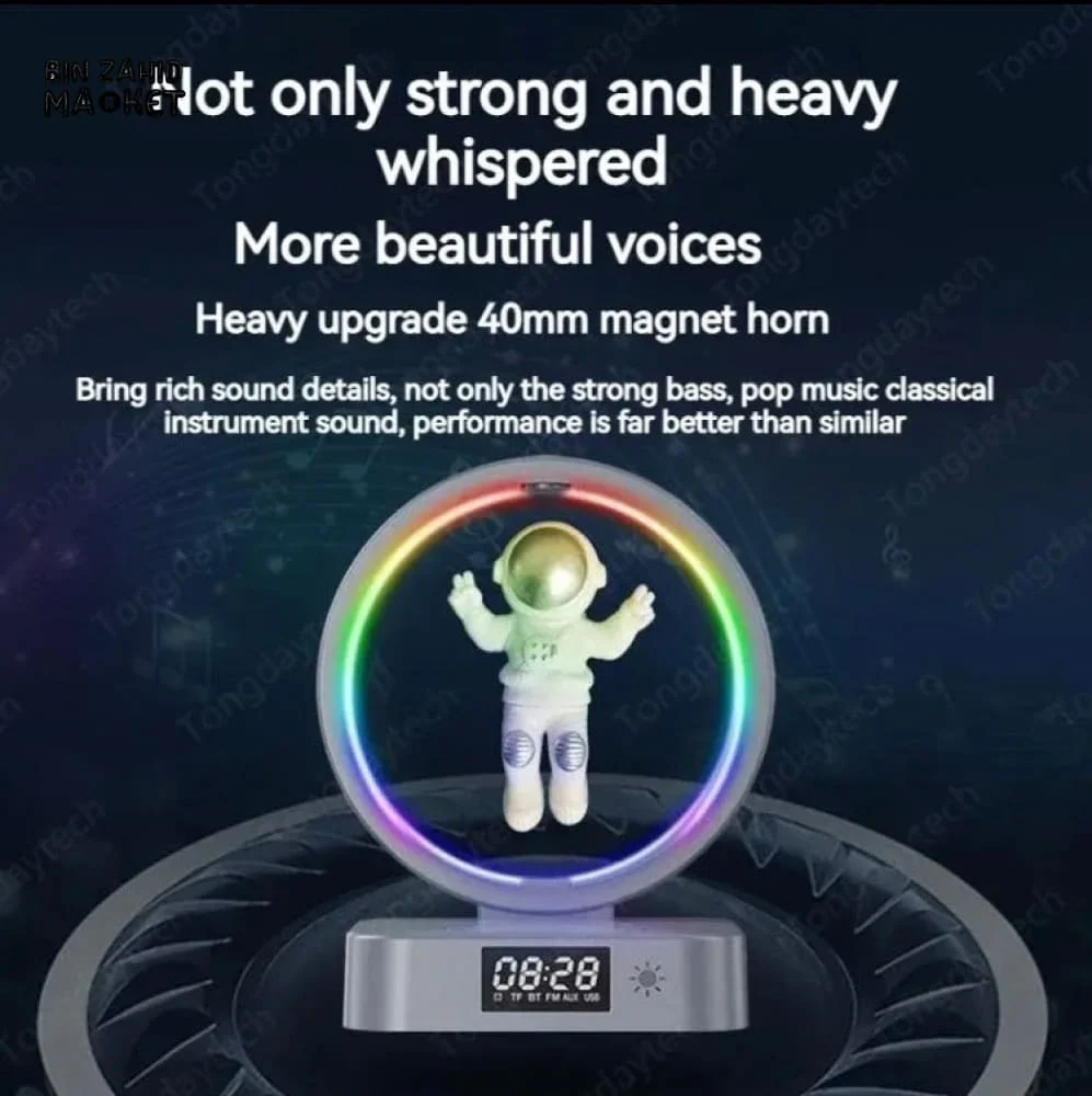ASTRONAUT NIGHT LIGHT WITH SPEAKER, WIRELESS CHARGER LEVITATION LAMP - Image 4