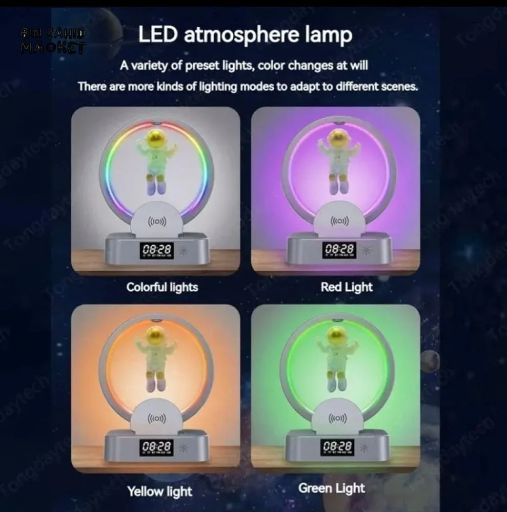 ASTRONAUT NIGHT LIGHT WITH SPEAKER, WIRELESS CHARGER LEVITATION LAMP - Image 5