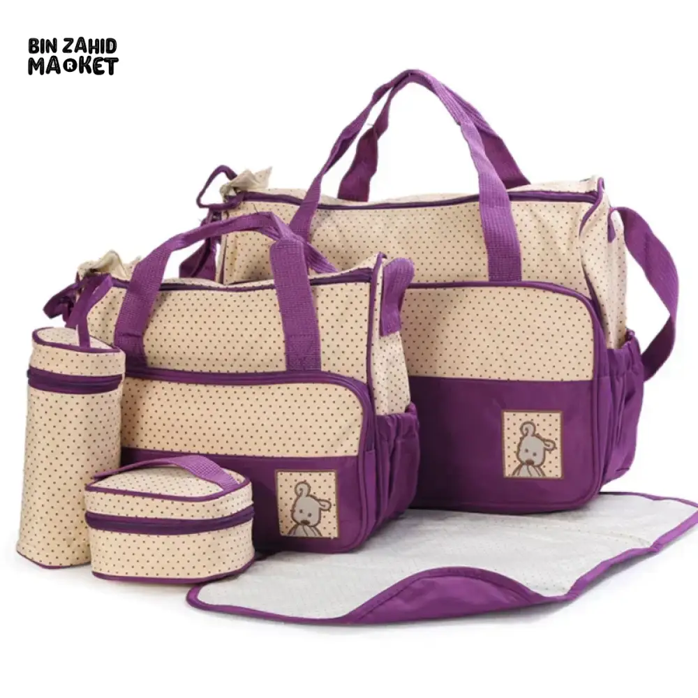 BABY 5 PIECES DIAPER BAG SET - Image 7