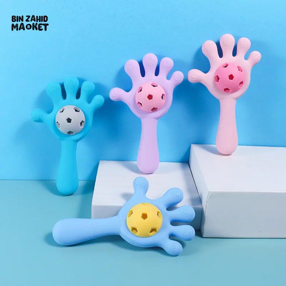 BABY HAND-SHAPED SILICONE RATTLE & TEETHER TOY | SAFE SOFT CHEWING & PLAY FOR INFANTS - Image 2