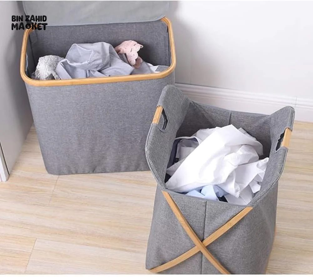 BAMBOO LAUNDRY HAMPER WITH HANDLES – FOLDABLE & STYLISH LAUNDRY BASKET - Image 2