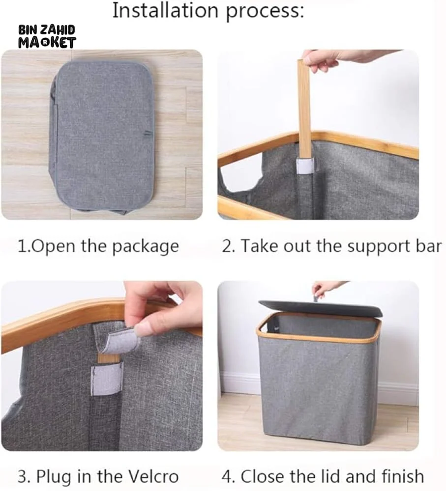 BAMBOO LAUNDRY HAMPER WITH HANDLES – FOLDABLE & STYLISH LAUNDRY BASKET - Image 3
