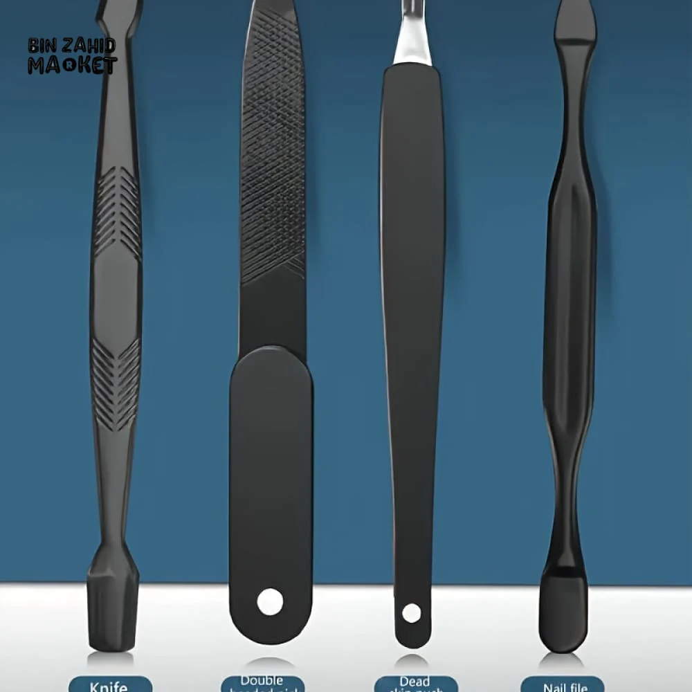 BLACK STAINLESS STEEL 18 PIECES MANICURE SET – NAIL CLIPPER & PEDICURE KIT FOR HOME BEAUTY CARE - Image 10