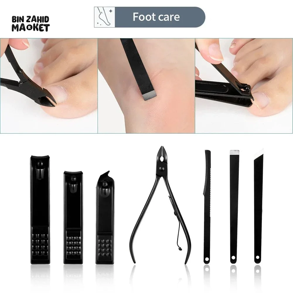 BLACK STAINLESS STEEL 18 PIECES MANICURE SET – NAIL CLIPPER & PEDICURE KIT FOR HOME BEAUTY CARE - Image 6