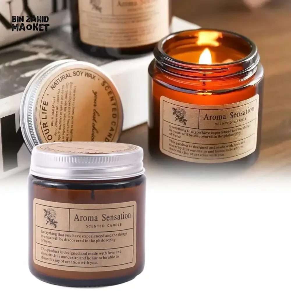 BROWN GLASS AROMATHERAPY CANDLE – SMOKELESS SCENTED CANDLE FOR HOME DECOR & BIRTHDAY GIFT - Image 3