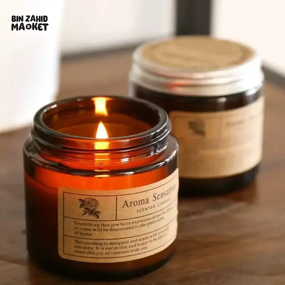 BROWN GLASS AROMATHERAPY CANDLE – SMOKELESS SCENTED CANDLE FOR HOME DECOR & BIRTHDAY GIFT - Image 4