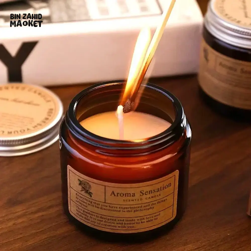 BROWN GLASS AROMATHERAPY CANDLE – SMOKELESS SCENTED CANDLE FOR HOME DECOR & BIRTHDAY GIFT - Image 5