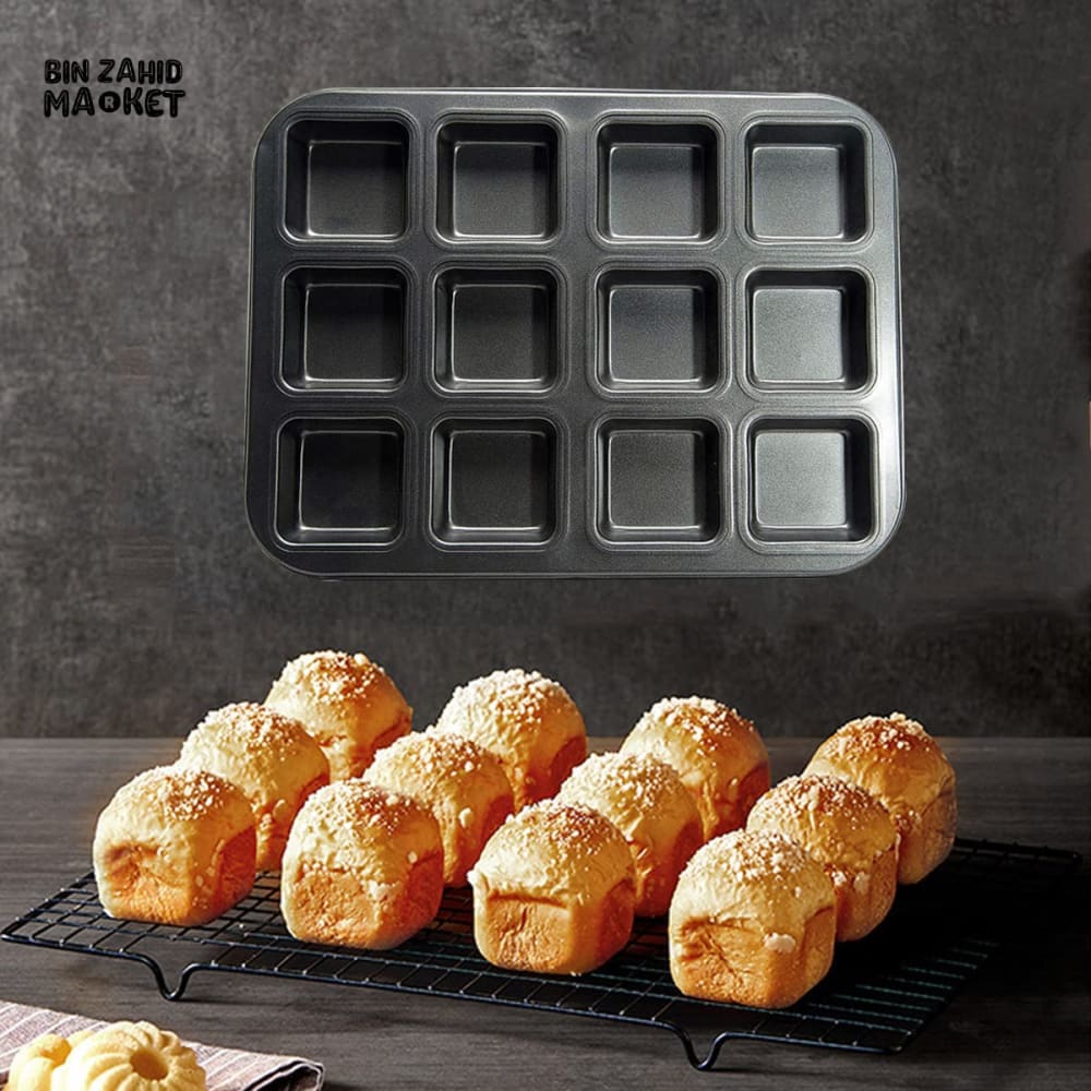 BROWNIE CAKE PAN – 6 CAVITY LOAF PAN NON-STICK CARBON STEEL SQUARE MUFFIN PAN BLONDIE BAKEWARE BAKING TOOLS KITCHEN GADGETS - 6 GRID - Image 5