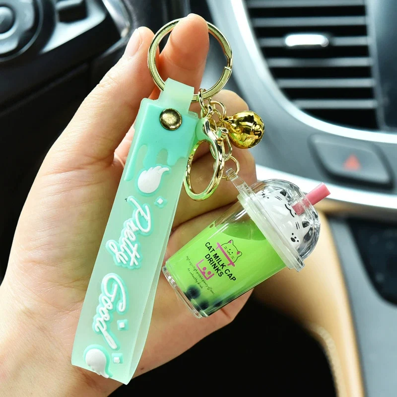 BUBBLE TEA BEAR KEYCHAIN WITH FLOATING OIL – CUTE BACKPACK PENDANT - Image 3
