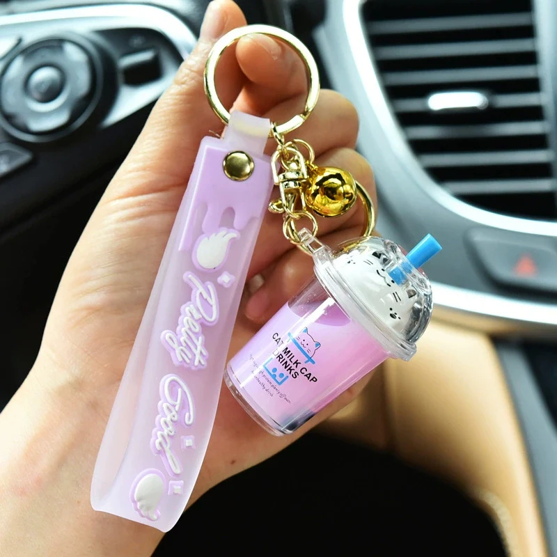 BUBBLE TEA BEAR KEYCHAIN WITH FLOATING OIL – CUTE BACKPACK PENDANT - Image 4