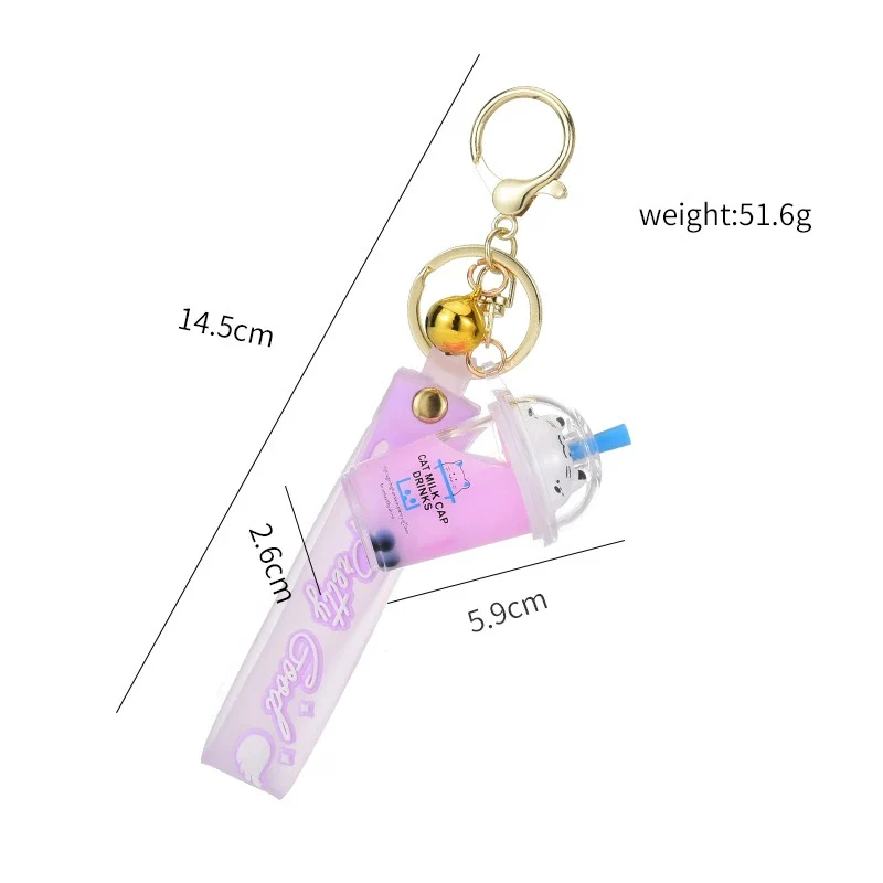 BUBBLE TEA BEAR KEYCHAIN WITH FLOATING OIL – CUTE BACKPACK PENDANT - Image 5