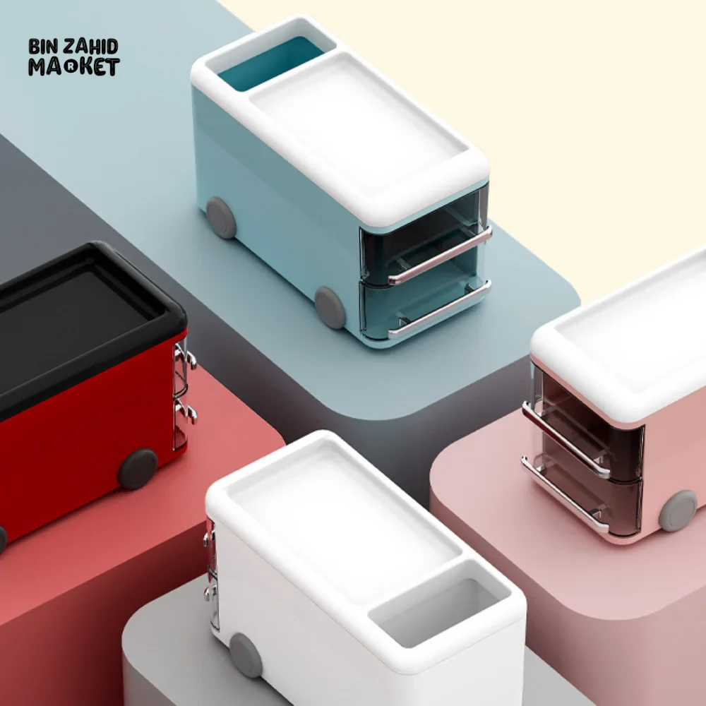 BUS SHAPE DESK STORAGE BOX PEN HOLDER CARTOON PLASTIC CASE - Image 10
