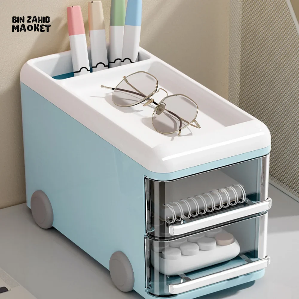 BUS SHAPE DESK STORAGE BOX PEN HOLDER CARTOON PLASTIC CASE - Image 11