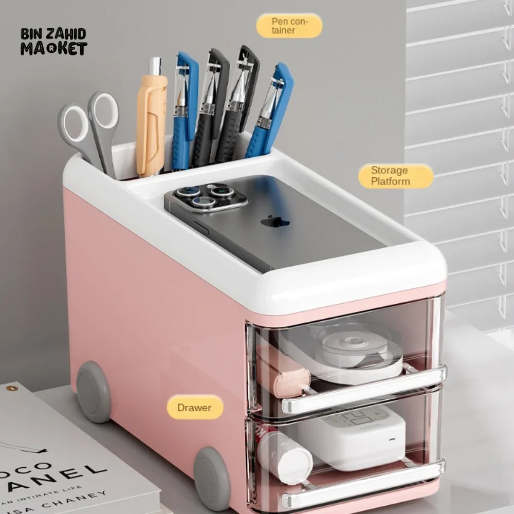 BUS SHAPE DESK STORAGE BOX PEN HOLDER CARTOON PLASTIC CASE - Image 12