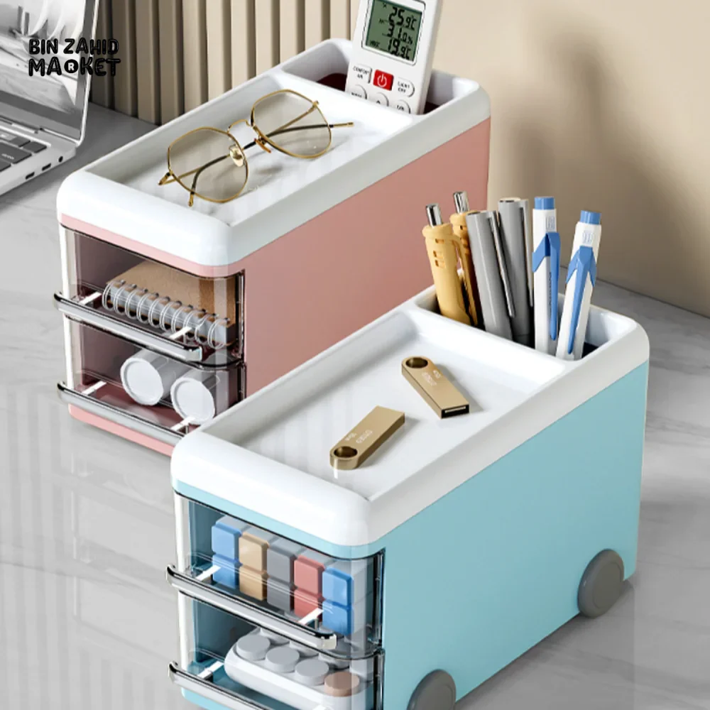 BUS SHAPE DESK STORAGE BOX PEN HOLDER CARTOON PLASTIC CASE - Image 3