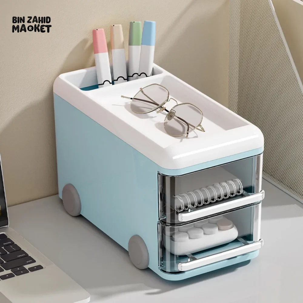 BUS SHAPE DESK STORAGE BOX PEN HOLDER CARTOON PLASTIC CASE - Image 5