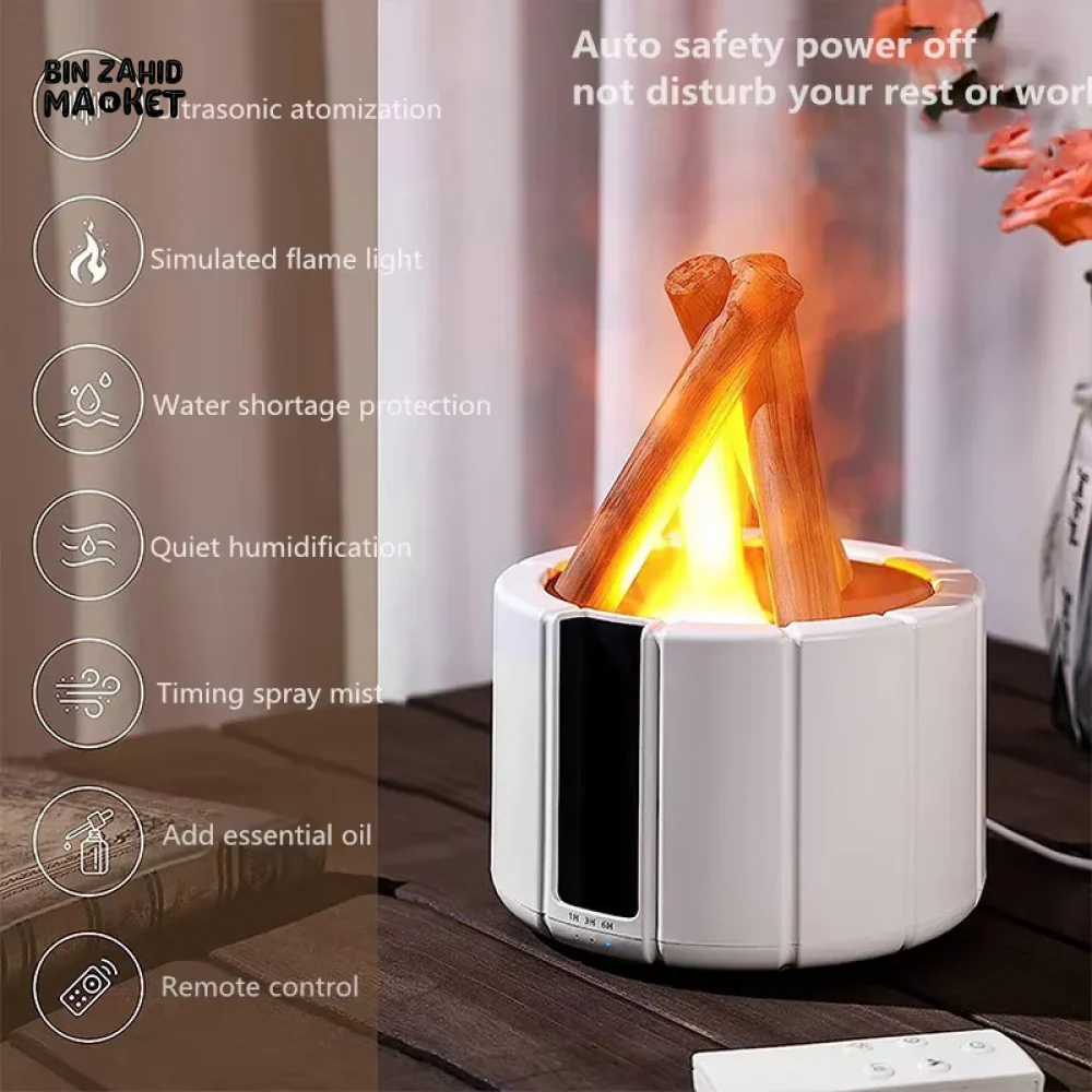CAMPFIRE FLAME AROMATHERAPY LAMP REMOTE ULTRASONIC AIR HUMIDIFIER WITH LED LIGHT - Image 3