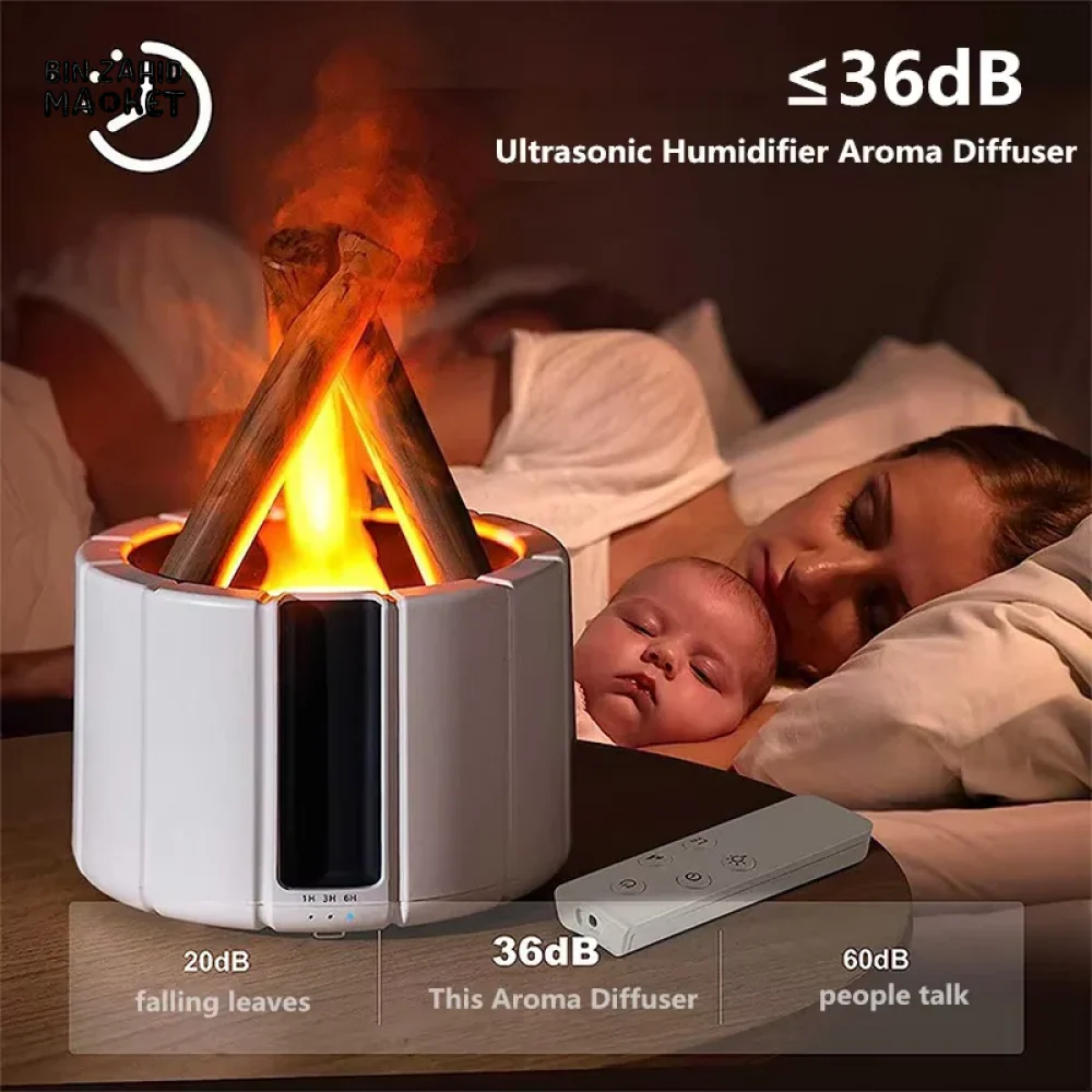 CAMPFIRE FLAME AROMATHERAPY LAMP REMOTE ULTRASONIC AIR HUMIDIFIER WITH LED LIGHT - Image 4
