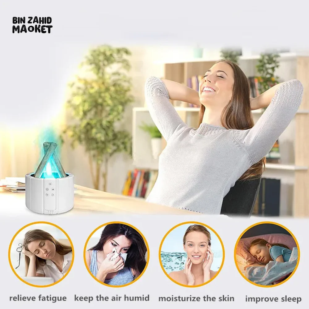 CAMPFIRE FLAME AROMATHERAPY LAMP REMOTE ULTRASONIC AIR HUMIDIFIER WITH LED LIGHT - Image 7