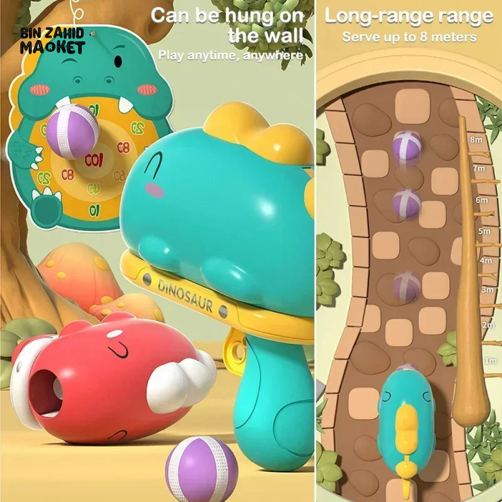 CARTOON DINOSAUR STICKY BALL SHOOTING GUN TOY FOR KIDS – FUN & SAFE PLAY - Image 9