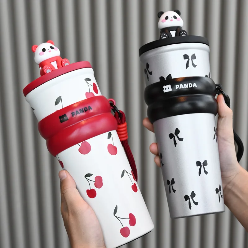 CARTOON PANDA THERMOS – STAINLESS STEEL VACUUM FLASK WITH LIFTING ROPE DIRECT DRINKING CUP & GIFT FOR STUDENTS - Image 5