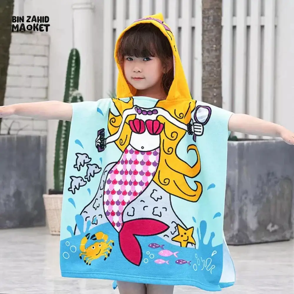 CARTOON PRINTED KIDS HOODED BATHROBE - Image 4