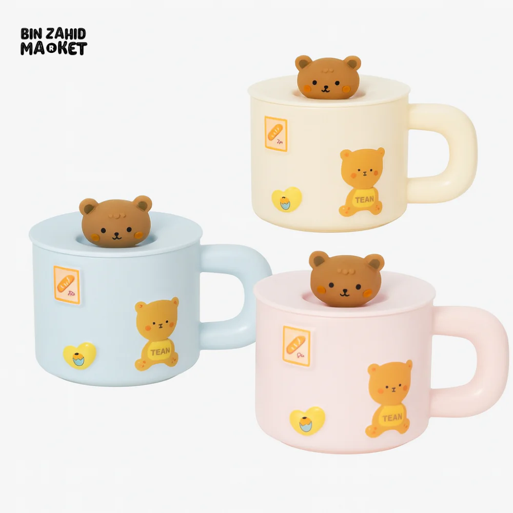 CERAMIC CUTE BEAR MUG WITH LID - Image 2