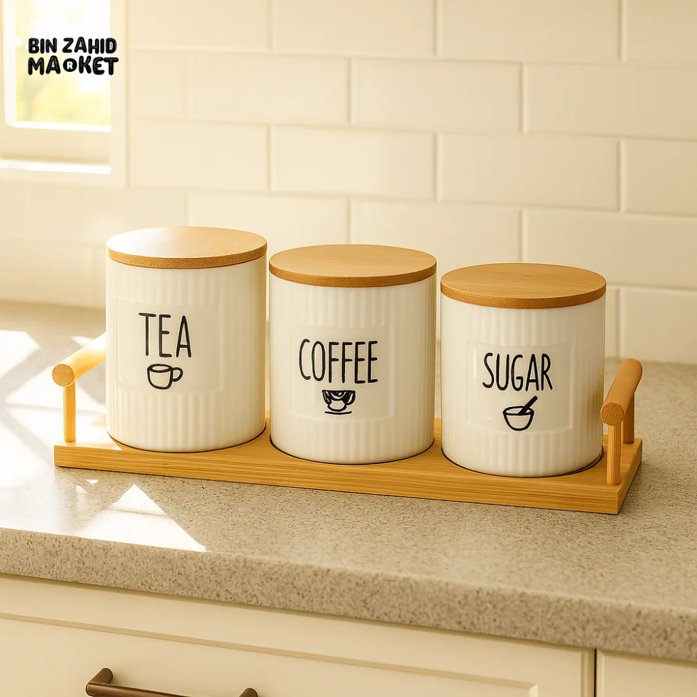 CERAMIC TEA COFFEE SUGAR CANISTERS