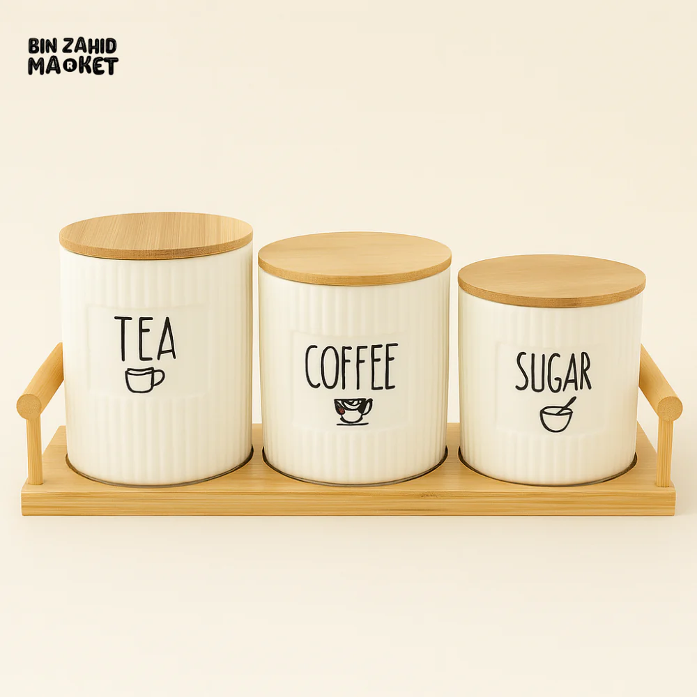 CERAMIC TEA COFFEE SUGAR CANISTERS - Image 2