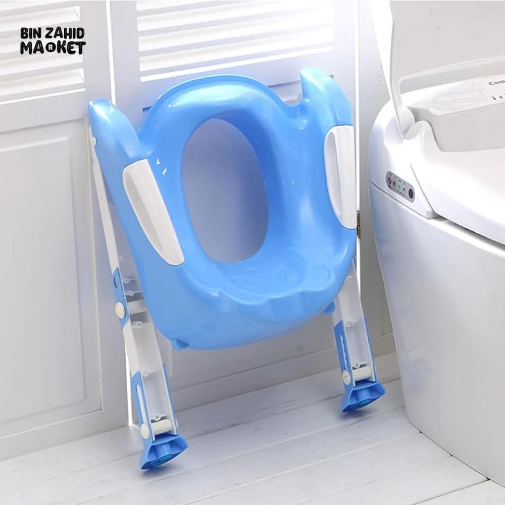 CHILDREN'S TOILET LADDER CHAIR – TODDLER TRAINING SEAT FOR BOYS & GIRLS WITH NON-SLIP STEPS - BLUE - Image 2