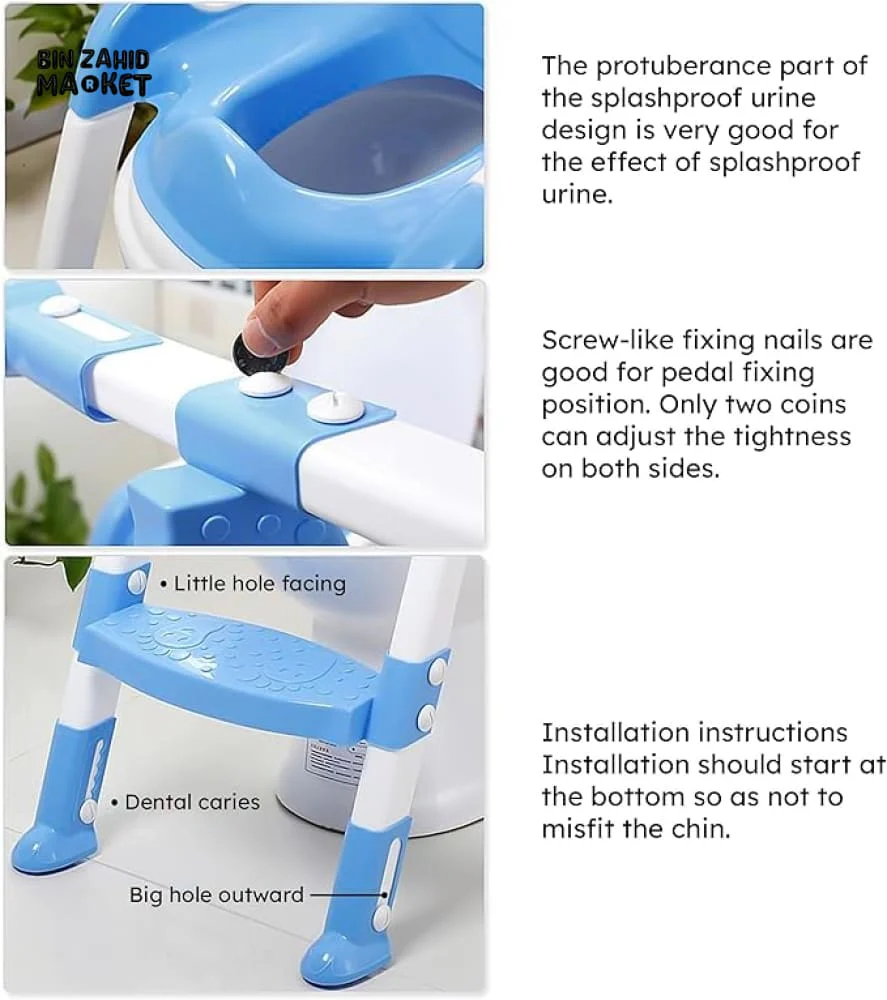 CHILDREN'S TOILET LADDER CHAIR – TODDLER TRAINING SEAT FOR BOYS & GIRLS WITH NON-SLIP STEPS - BLUE - Image 4