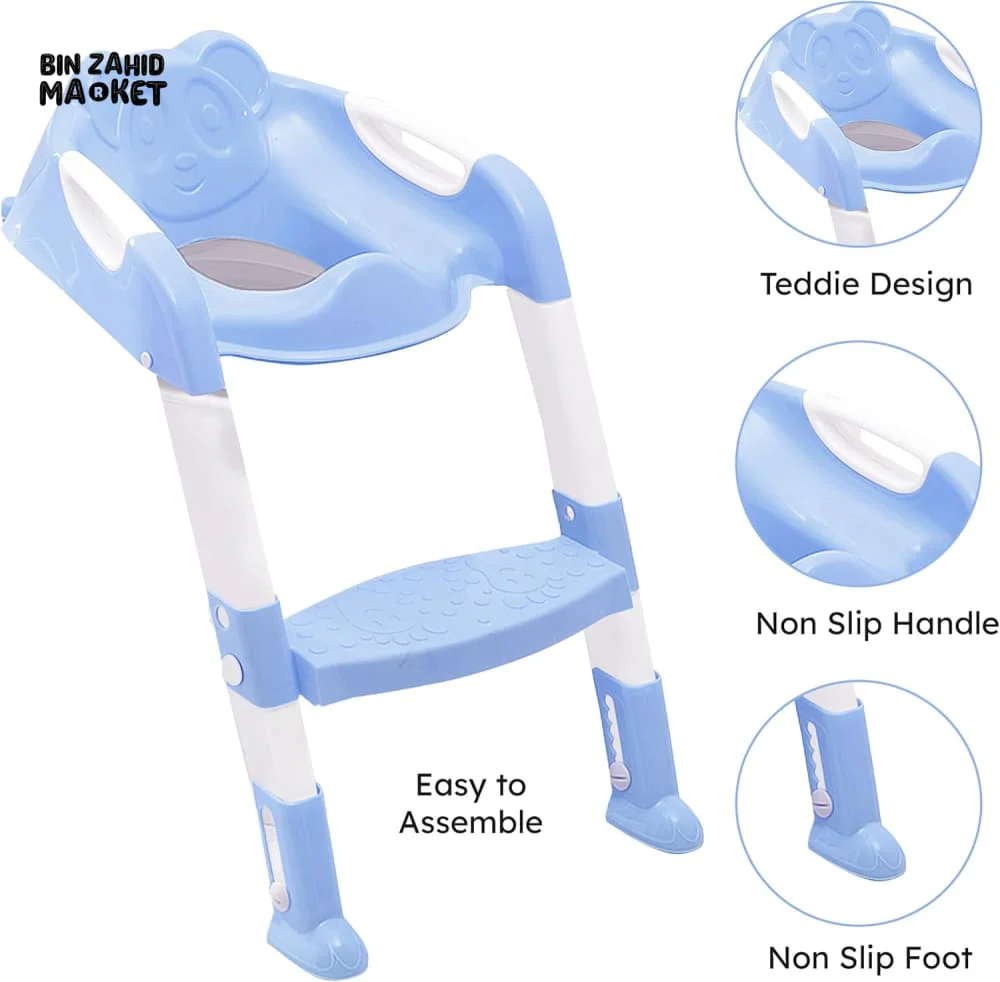 CHILDREN'S TOILET LADDER CHAIR – TODDLER TRAINING SEAT FOR BOYS & GIRLS WITH NON-SLIP STEPS - BLUE - Image 6