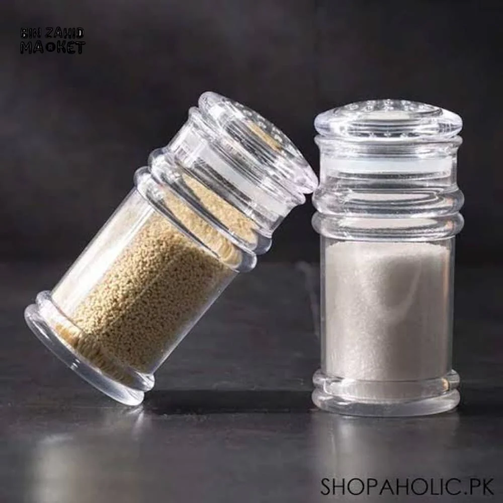 CLEAR ACRYLIC SALT & PEPPER SHAKER 1-PIECE – TRANSPARENT CYLINDRICAL - Image 2