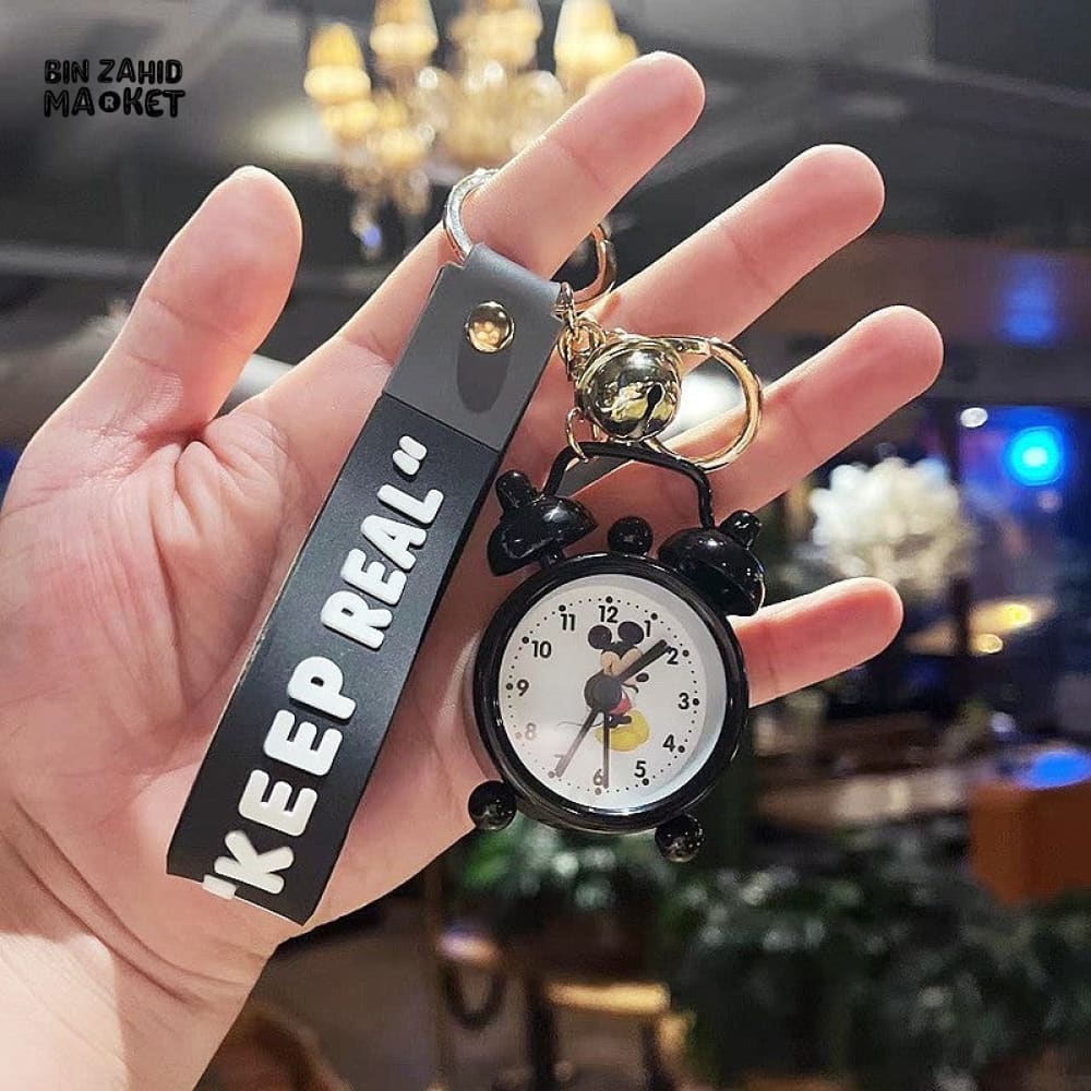 COLORFUL MINI ALARM CLOCK KEYCHAIN WITH "KEEP REAL" STRAP – CUTE CARTOON DESIGN ACCESSORY - Image 7