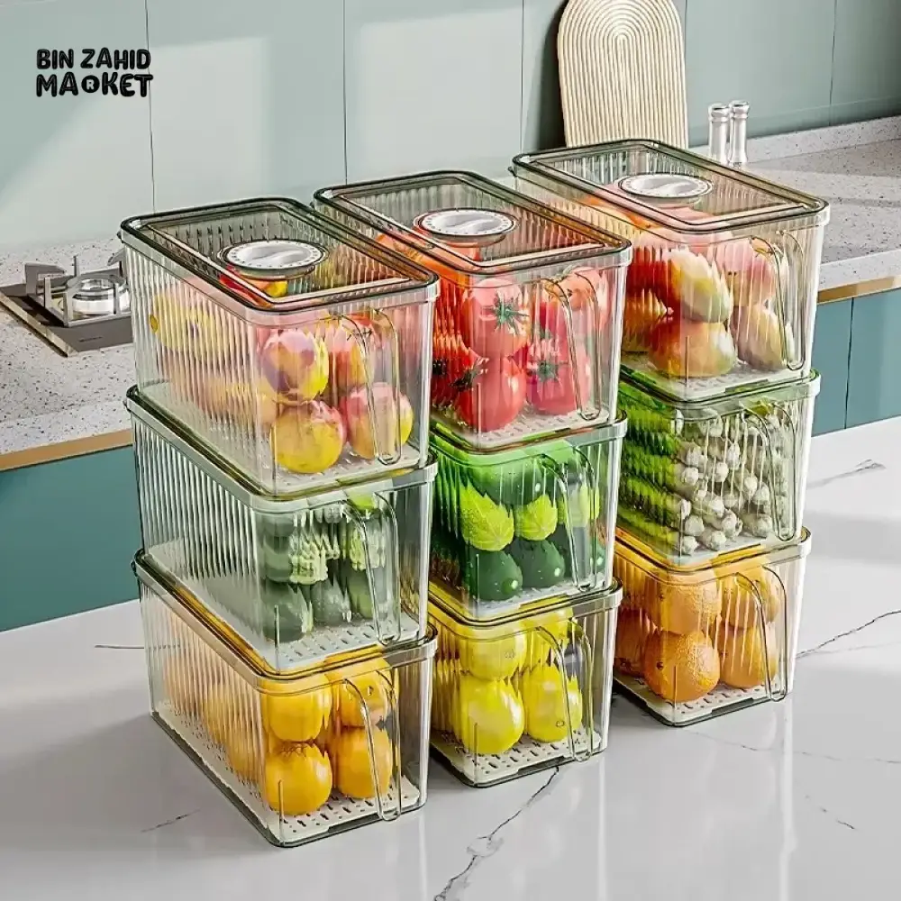 COMPACT ACRYLIC FRIDGE ORGANIZER WITH HANDLE – DURABLE & REUSABLE FOR FRUITS & VEGGIES - Image 11