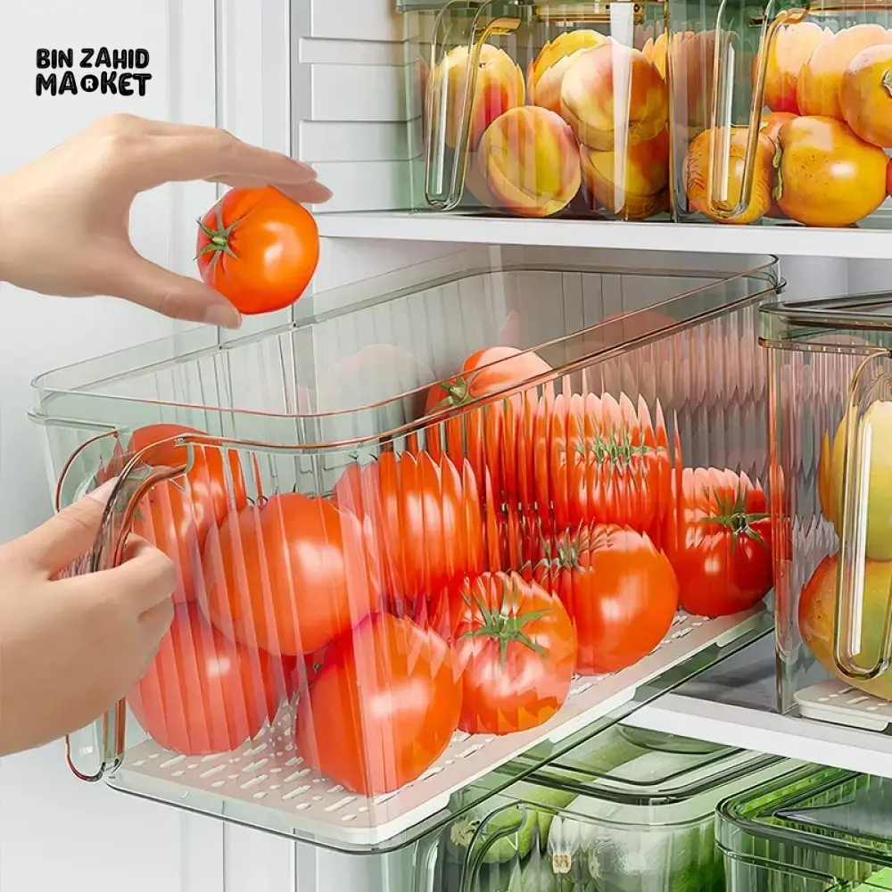 COMPACT ACRYLIC FRIDGE ORGANIZER WITH HANDLE – DURABLE & REUSABLE FOR FRUITS & VEGGIES - Image 12