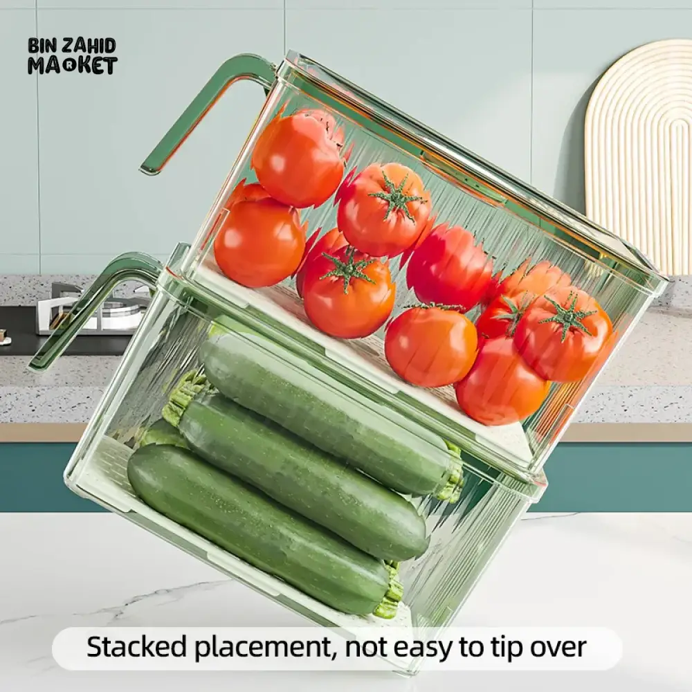 COMPACT ACRYLIC FRIDGE ORGANIZER WITH HANDLE – DURABLE & REUSABLE FOR FRUITS & VEGGIES - Image 15