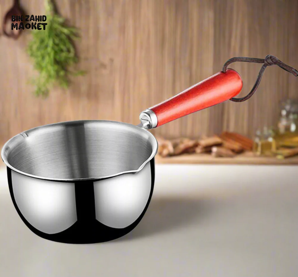 COMPACT STAINLESS STEEL SOUP WARMER – 300ML WITH LONG HANDLE - Image 3