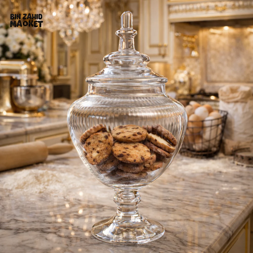 DANNY HOME LUXURY GLASS BISCUIT COOKIE STORAGE JAR WITH LID CB-61