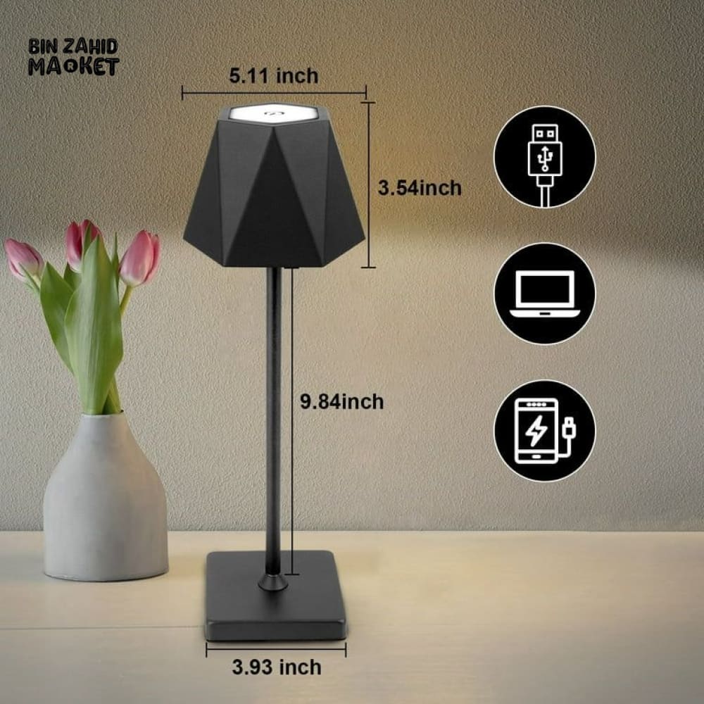 CORDLESS RECHARGEABLE USB TABLE LAMP – TOUCH SWITCH BEDSIDE LIGHT FOR HOTEL & CAFE - Image 3