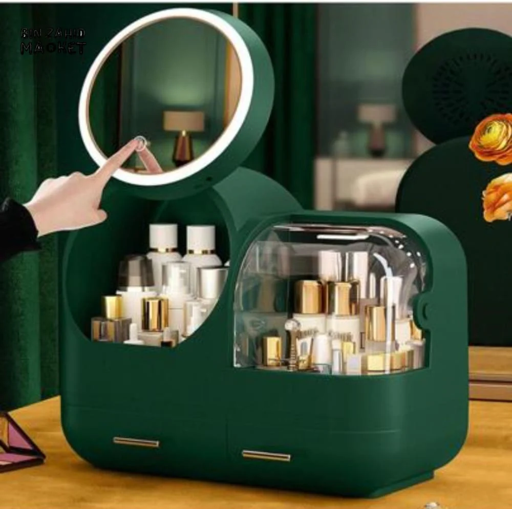 COSMETIC ORGANIZER WITH FAN & LED MIRROR - Image 2