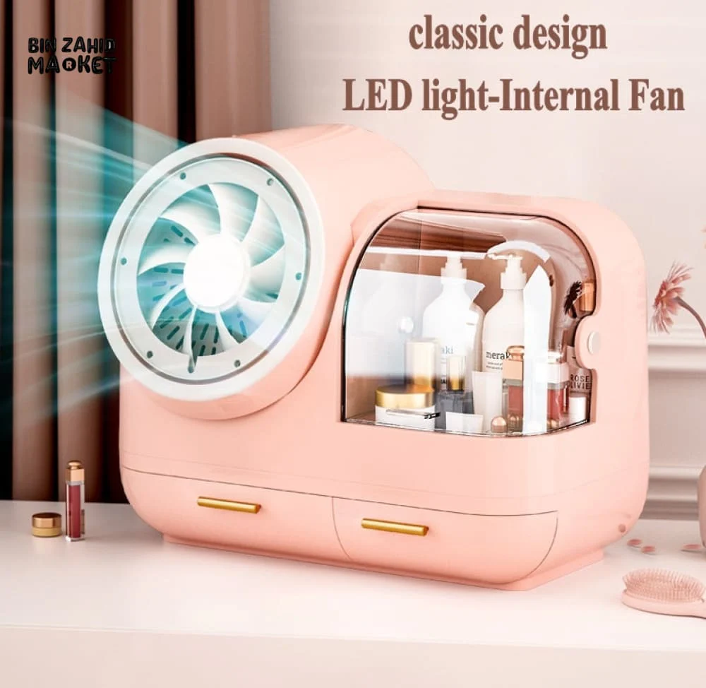 COSMETIC ORGANIZER WITH FAN & LED MIRROR - Image 3